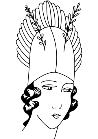 Etruscan Lady'S Coiffure Coloring Page